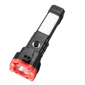 LED Multi Function <b>Flashlight</b> With COB Side Light Magnetic USB Charging Car Escape Tool <b>Red</b> Plastic - Product Image 1