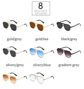 Lunettes de soleil pilote rétro de luxe 2025 avec verres dégradés UV400, monture métallique à double pont, carrées, pour hommes et femmes - Product Image 5