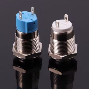 מתג לחצן אלקטרוני מצופה ניקל פליז 12 מ\\\"מ ראש גבוה או שטוח 1NO רגעי 2 פינים 12-24V DC IP65 עמיד למים - Product Image 5