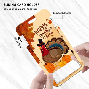 Manufacturer's autumn badge scroll retractable Thanksgiving fun turkey badge <b>holder</b> <b>ID</b> card <b>holder</b> with detachable lanyard - Product Image 4