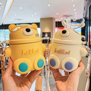 Seaygift pearl chain 3D cartoon stickers kawaii <span class=keywords><strong>hello</strong></span> bear big belly straw thermos flask cup bottiglia d'acqua isolata per bambini - Product Image 4