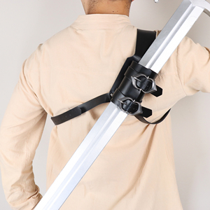 レトロソードショルダーバックシースホルダー、調節可能なウォリアーコスチューム保護ケースソードレザーバックルホルスター大人の男性用 - Product Image 2