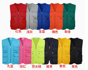 Gilet publicitaire personnalisé pas cher, veste de bénévole unisexe en polyester multi-poches, gilet de travail en maille avec logo personnalisé pour photographe - Product Image 4