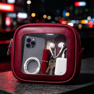 Bolsa de Almacenamiento Pequeña de Viaje de Cuero PU, Bolsa de Maquillaje Personalizada para Mujer, Bolsa de Almacenamiento de Condones de PVC Esmerilado - Product Image 1
