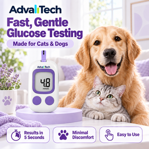 Medidor de Glucosa en Sangre Veterinario Portátil AdvallTech para Perros y Gatos, Rápido (5 Segundos), con Certificación CE, Monitor de Diabetes para Mascotas - Product Image 1