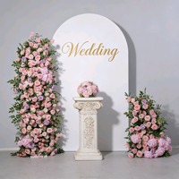 Piliers floraux de mariage en forme de tour en corne de haute qualité, en soie artificielle et plastique, avec fleurs mélangées de luxe, pour décor de scène et toile de fond, vente en gros d'usine