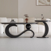 Nouvelle Table Basse en Pierre 2026, Style Italien Moderne Minimaliste, Ovale, Luxe Décoratif pour Salon et Mobilier de Maison