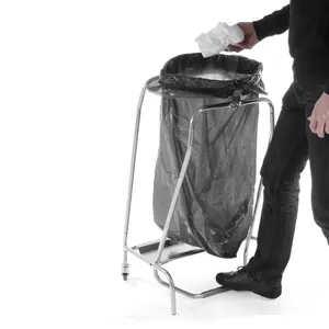 可拆卸风格脚踏板控制不锈钢便携式垃圾桶袋持有人