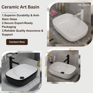 Lavabo in Ceramica Moderno ed Ecologico a Prezzo Conveniente, Facile da Pulire, Installazione Sopra il Piano per Bagno e Uso Ospedaliero - Product Image 1