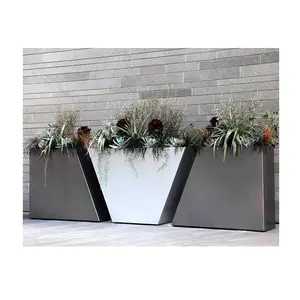 Tùy Chỉnh Trong Nhà Ngoài Trời Kim Loại Chậu Lớn Kim Loại Vuông Hình Chữ Nhật Planter Hiện Đại Chậu Cây