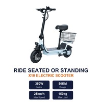 Trottinette électrique pliable pour adultes 350W 48V avec pneus larges de 15 pouces, selle et panier