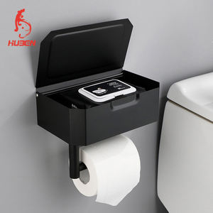 Nouveau support de papier hygiénique <span class=keywords><strong>mural</strong></span> noir en acier inoxydable avec distributeur de stockage - Product Image 3