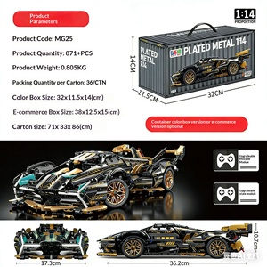 Compatible avec le modèle de voiture de sport V12 Gini Black Gold 1:14, jouet de montage ABS DIY pour enfants garçons - Product Image 4