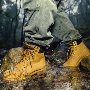 Bottes jaunes de luxe pour hommes, design original élégant, bottes de marche montantes, semelle épaisse, respirantes, bottes d'extérieur TB - Product Image 5