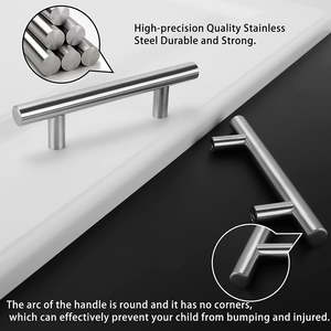 T Bar Handle Stainless Steel Furniture Hardware for Cabinets <strong>Drawers</strong> Dressers Bedrooms Warehouses - Product Image 4