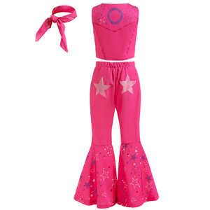 <span class=keywords><strong>Disfraz</strong></span> de Halloween de Margot Elise Robbie, 3 Piezas, <span class=keywords><strong>Disfraz</strong></span> de <span class=keywords><strong>Vaquera</strong></span> con Pantalones Rosa, Atuendo Disco de los 70 y 80 - Product Image 5