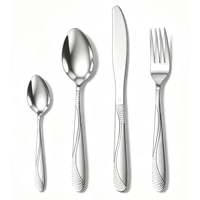 Ensemble de couverts élégant en acier inoxydable avec chaîne en diamant pour mariages et restaurants, couteau, fourchette, cuillère