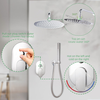 Ensemble de douche de luxe moderne en chrome à montage au plafond, avec mitigeur thermostatique 2 voies encastré, pour eau froide, idéal pour hôtel
