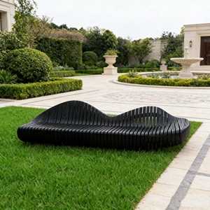 Y514 Handmade Lounge Wooden Slice Chair Wave Form Leisure <b>Seat</b> Weatherproof Lawn Decor Furniture Relax Waiting Bench - Product Image 1