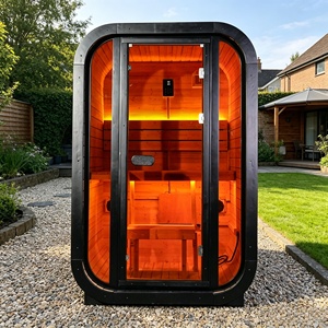 Sauna Exterior Individual Tipo Cubo de Abeto, Cabina de Spa Cuadrada con Vapor Interior, Calentador de Sauna ETL y Accesorios - Product Image 1