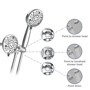 Doccetta a mano RAINSHOWER a 6 funzioni da 5 pollici con finitura cromata moderna, a risparmio idrico, certificata CUPC, per uso alberghiero - Product Image 4