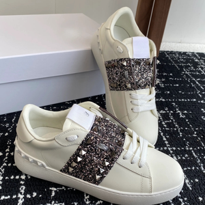 Zapatillas deportivas de cuero blanco con franja rosa con tachuelas, de caña baja, con cordones, informales, para mujer - Product Image 5