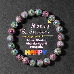 Bracelet en pierre volcanique naturelle pour hommes, pierre de lave, perles violettes de 8mm, bijoux faits à la main, réglables, Pulseira - Product Image 2