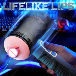 Toptan otomatik çift başlı Oral seks uçak fincan mastürbasyon cihazı uçak Penis adam için bardak kalıbı erkek seks oyuncak - Product Image 6