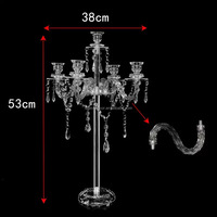 Candélabre à 5 bras en acrylique, porte-bougie, centre de table de mariage, support à fleurs, chandelier de fête, décoration pour mariage