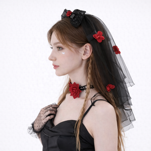 2025 Halloween Rose nœud papillon Tulle pinces à cheveux pour filles lumineux diable effrayant alligators pour femmes dames cheveux accessoires - Product Image 3