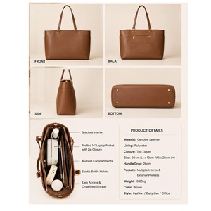 Bolso Tote de Cuero Genuino de Lujo para Mujer, Elegante Bolso de Hombro para Uso Diario, Oficina y Casual, en Oferta, Directo de Fábrica - Product Image 4