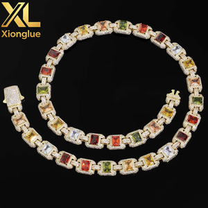Parure de bijoux unisexe en cuivre plaqué or 18 carats avec zircon coloré de 12 mm, design de niche simple, 24 pouces, pour usage quotidien - Product Image 2