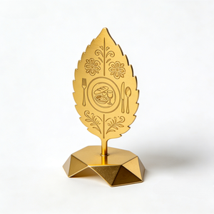 Custom-Made Brass-Colored Etched <b>Table</b> Number Sign - Hotel Restaurant Reservation Display Signage - Product Image 2