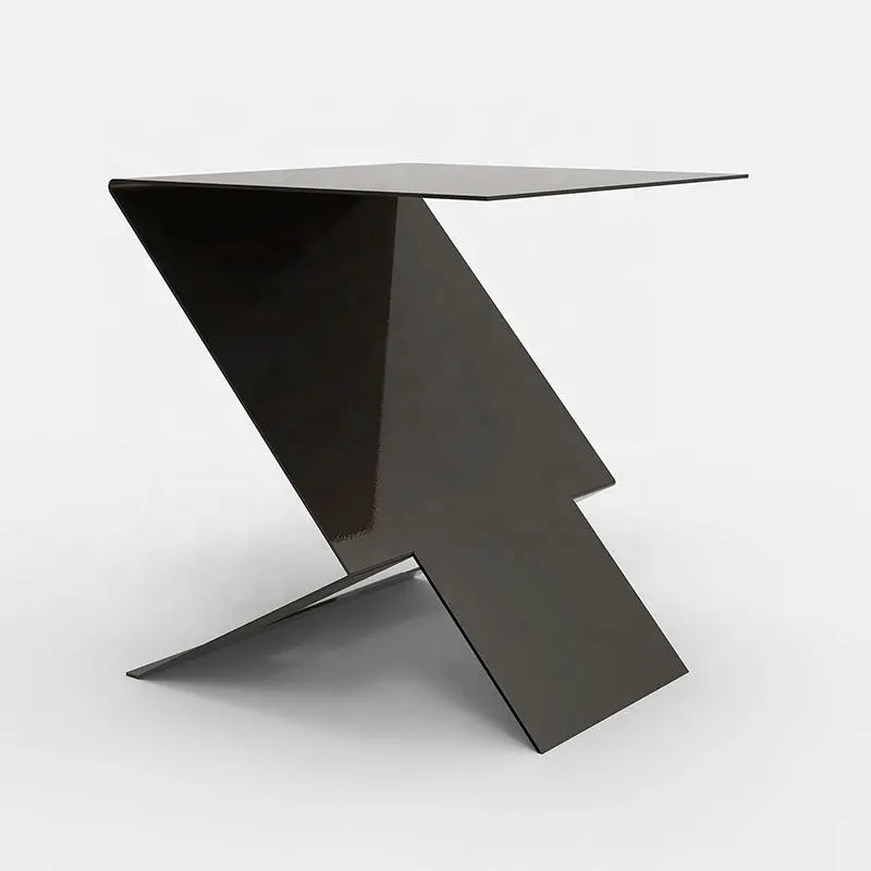 Minimalisti scher Z-förmiger Biege-Metall-Couch tisch Einfacher Beistell tisch aus schwarzem Eisen