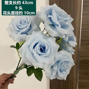 Grande rose artificielle bleu clair DAMAI, cinq grandes roses bleues en soie pour mariage, décoration de table, vase, photographie - Product Image 4
