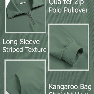 Sudadera polo casual de manga larga con media cremallera y bolsillo para hombre, venta al por mayor - Product Image 5