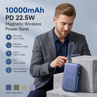 Support d'écran TFT portable, batterie externe sans fil magnétique 10000 mAh, chargeur rapide PD 35W, vente en gros usine