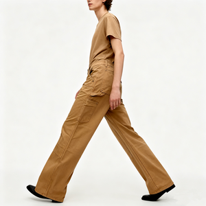 Pantalones DE TRABAJO altos para hombres, pantalones de algodón duraderos de longitud Extra larga, pantalones holgados de cintura de tiro medio, pantalones <span class=keywords><strong>Cargo</strong></span> para hombres - Product Image 6