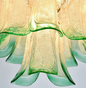 Candelabros para el hogar Italia diseño lámpara de techo de cristal de Murano gradas lámpara de araña de hoja verde redonda accesorio de iluminación para dormitorio - Product Image 5