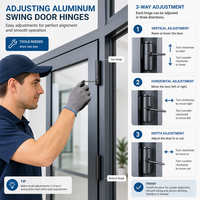 Pintu Geser Otomatis Aluminium Thermal Break untuk Villa Modern, Pintu Masuk Depan Eksterior Berinsulasi Berkinerja Tinggi