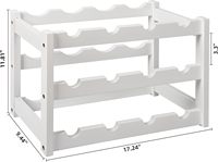 Porte-bouteilles à vin BH à 3 niveaux pour 12 bouteilles, robuste et durable, étagère de rangement pour vin en bambou blanc pour garde-manger et cuisine