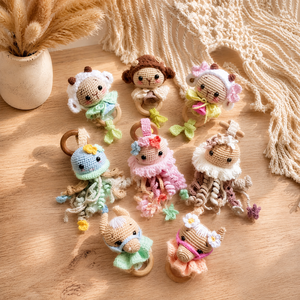 Juguete de Ganchillo Personalizado Kaiyue <span class=keywords><strong>con</strong></span> Forma de Animal, Sonajero para Bebé, Juguete Sensorial Tejido a Mano para la Dentición, Regalo para Recién Nacidos, Mordedor Adorable de Algodón OEM - Product Image 1