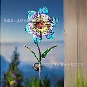 Lampe solaire de jardin à LED avec fibre optique, piquet fleur, étanche, portable, décoration extérieure - Product Image 1