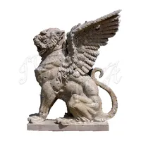 Estatua de tigre de mármol para exteriores, escultura tallada de piedra con alas para jardín