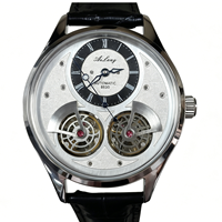 Neuerscheinung Herren Doppel-Tourbillon Automatische Mechanische Uhr, Hochwertige Luxus-Geschäfts-Automatikuhr Wasserdichte Armbanduhr