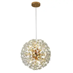 Modern Drop Metal E27 Rose Gold Minimalist Crystal Dandelion lights lighting chandelier Hanging Pendant Light