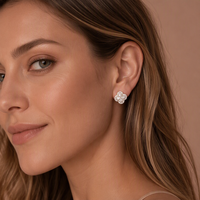 Nouvelles boucles d'oreilles créoles tendance en argent sterling 925 plaqué or, trèfle à quatre feuilles, moissanite couleur D VVS, pour femme, anniversaire