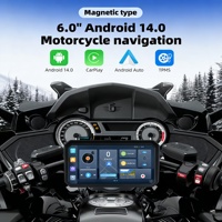 Écran IPS étanche de 6 pouces, Android 14, navigation GPS pour moto avec double caméra embarquée, TPMS, CarPlay sans fil, Android Auto