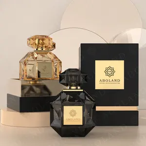 Botol kaca unik elegan desain baru botol parfum kosmetik Logo kustom dengan kotak