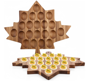 การระเบิด21หลุมผู้ถือภาชนะถาดไข่ deviled ใบเมเปิ้ลจานไข่ deviled สำหรับเคาน์เตอร์วันหยุด - Product Image 1